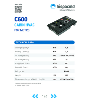 CABIN HVAC C600 Technical Sheet